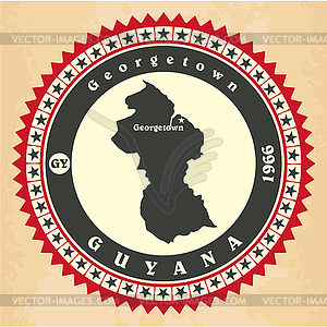 Vintage label-sticker cards of Guyana - vector clipart