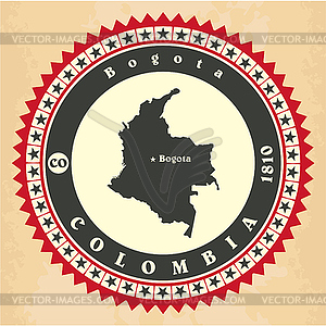 Vintage label-sticker cards of Colombia - color vector clipart