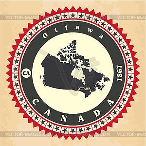 Vintage label-sticker cards of Canada - vector clipart