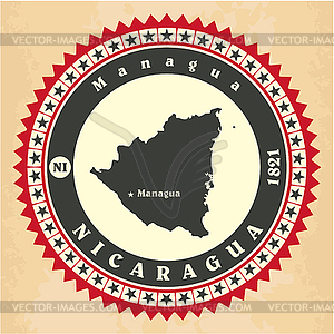 Vintage label-sticker cards of Nicaragua - vector image