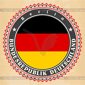 Vintage label cards of Germany flag - vector clip art