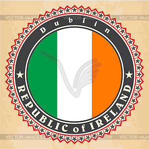 Vintage label cards of Ireland flag - vector clipart