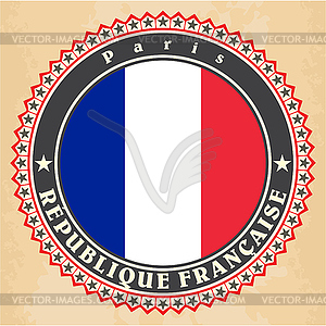 Vintage label cards of France flag - vector EPS clipart