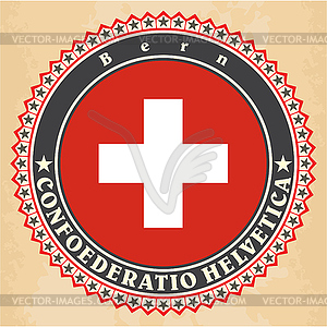 Vintage label cards of Switzerland flag - vector clipart