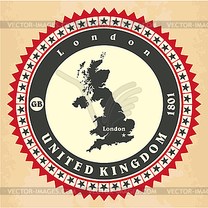 Vintage label-sticker cards of United Kingdom - vector clip art