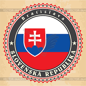 Vintage label cards of Slovakia flag - vector clipart