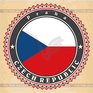 Vintage label cards of Czech Republic flag - vector EPS clipart