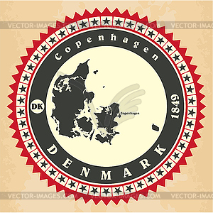 Vintage label-sticker cards of Denmark - stock vector clipart