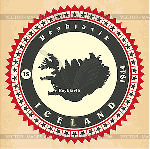 Vintage label-sticker cards of Iceland - vector clip art