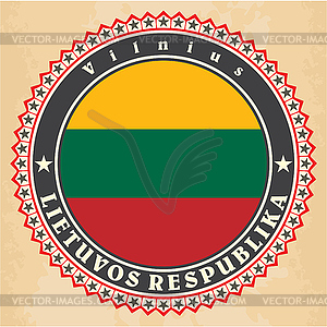 Vintage label cards of Lithuania flag - vector clip art
