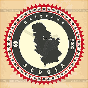 Vintage label-sticker cards of Serbia - vector clipart