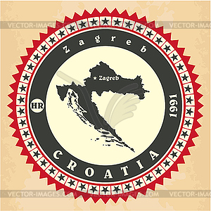 Vintage label-sticker cards of Croatia - vector image