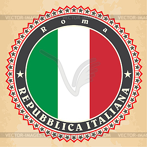 Vintage label cards of Italy flag - vector clipart