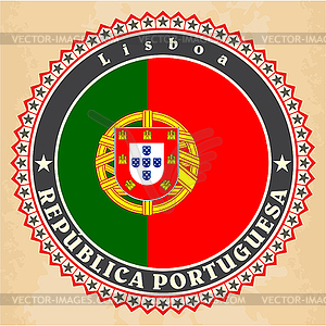 Vintage label cards of Portugal flag - vector clip art