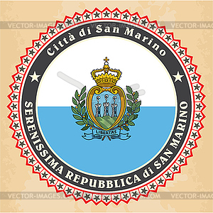 Vintage label cards of San Marino flag - vector clipart