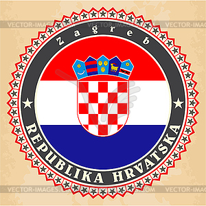 Старинные этикетки карты Хорватии флагом - иллюстрация в векторе
