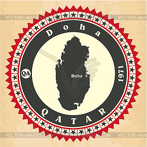 Vintage label-sticker cards of Qatar - vector image