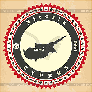 Vintage label-sticker cards of Cyprus - vector image
