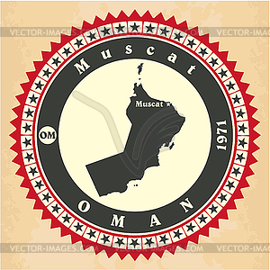 Vintage label-sticker cards of Oman - vector clipart