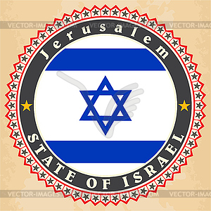 Vintage label cards of Israel flag - vector clip art