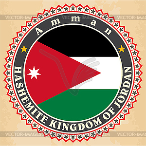 Vintage label cards of Jordan flag - vector clipart