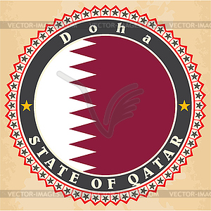 Vintage label cards of Qatar flag - vector clipart