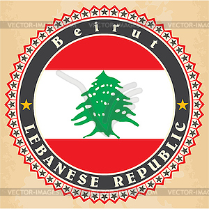 Vintage label cards of Lebanon flag - vector clipart