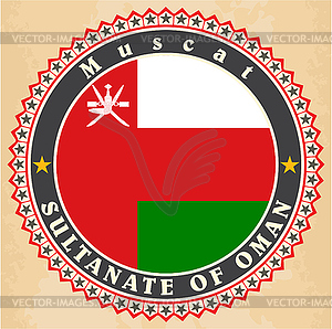 Vintage label cards of Oman flag - vector EPS clipart