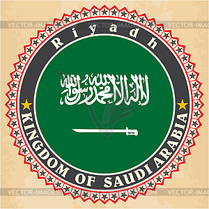 Vintage label cards of Saudi Arabia flag - vector clipart