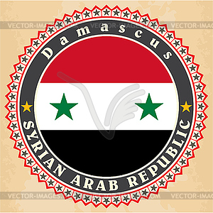 Vintage label cards of Syria flag - vector image