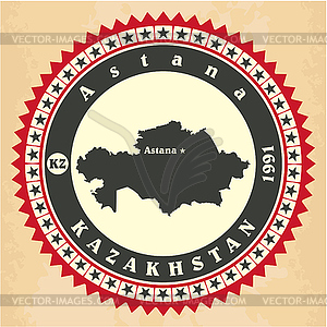 Vintage label-sticker cards of Kazakhstan - vector clipart