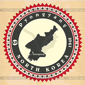 Vintage label-sticker cards of North Korea - vector clipart