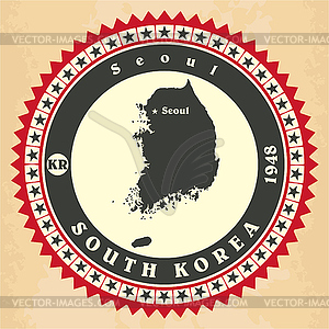 Vintage label-sticker cards of South Korea - vector image