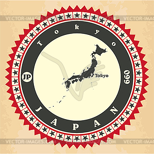 Vintage label-sticker cards of Japan - vector clip art