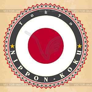 Vintage label cards of Japan flag - royalty-free vector image