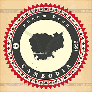 Vintage label-sticker cards of Cambodia - vector clipart