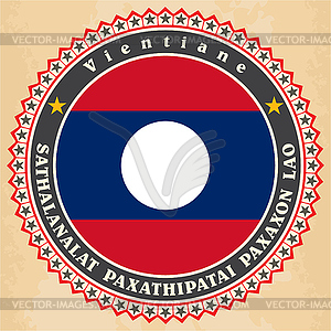 Vintage label cards of Laos flag - vector clipart