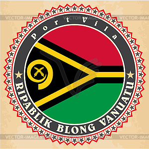 Vintage label cards of Vanuatu flag - vector image