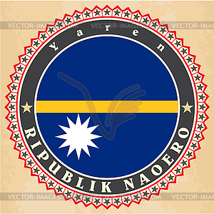 Vintage label cards of Nauru flag - vector EPS clipart