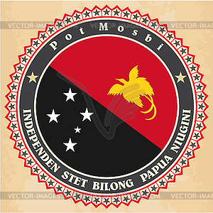 Vintage label cards of Papua New Guinea flag - vector image