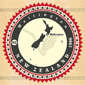 Vintage label-sticker cards of New Zealand - vector image