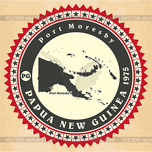 Vintage label-sticker cards of Papua New Guinea - vector clipart