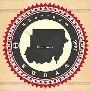 Vintage label-sticker cards of Sudan - vector image