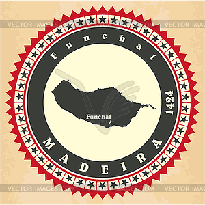 Vintage label-sticker cards of Madeira - vector image