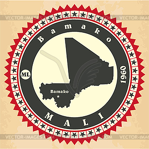 Vintage label-sticker cards of Mali - vector image