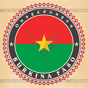 Старинные этикетки карты Буркина-Фасо флагом - изображение в векторе / векторный клипарт