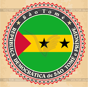 Vintage label cards of Sao Tome and Principe flag - vector image