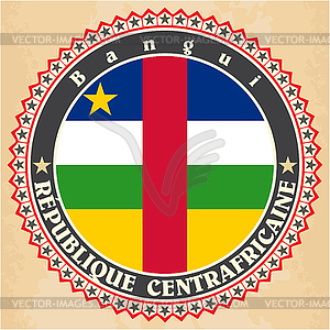 Vintage label cards of Central African Republic flag - royalty-free vector image