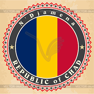 Vintage label cards of Chad flag - vector clip art