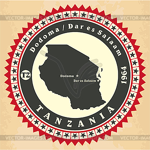 Vintage label-sticker cards of Tanzania - vector image